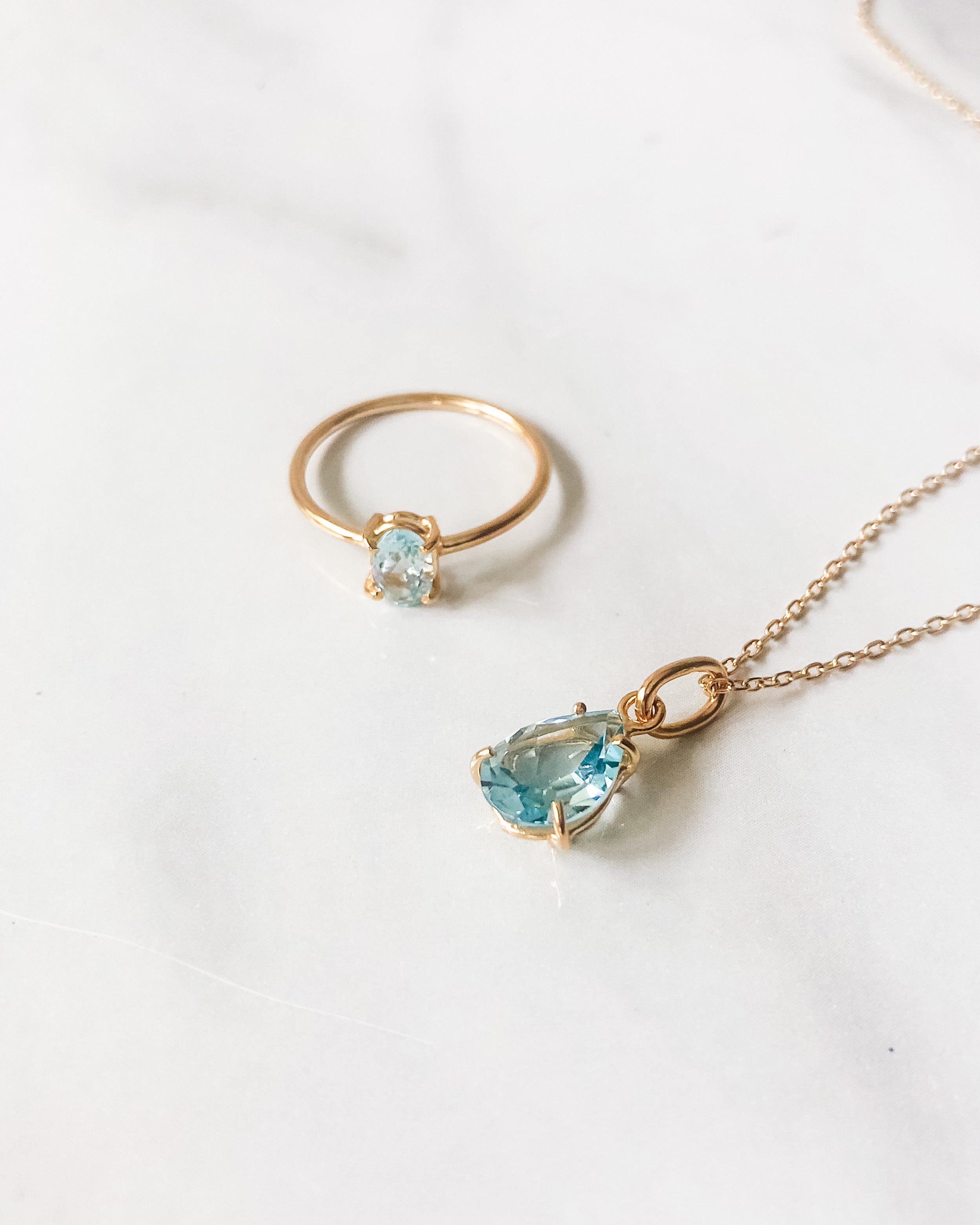14K Gold Vermeil Aquamarine Necklace