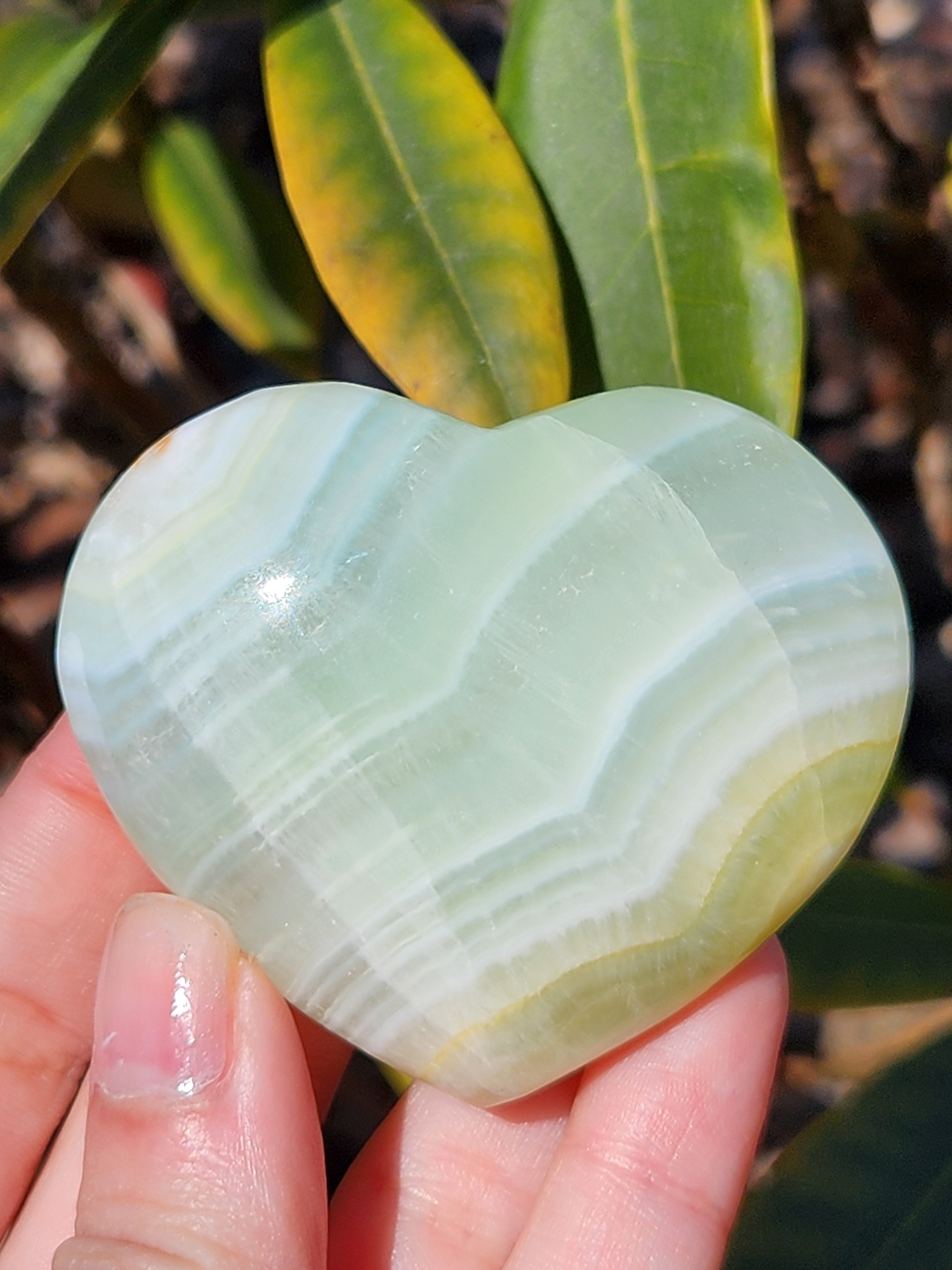 Pistachio Calcite Heart