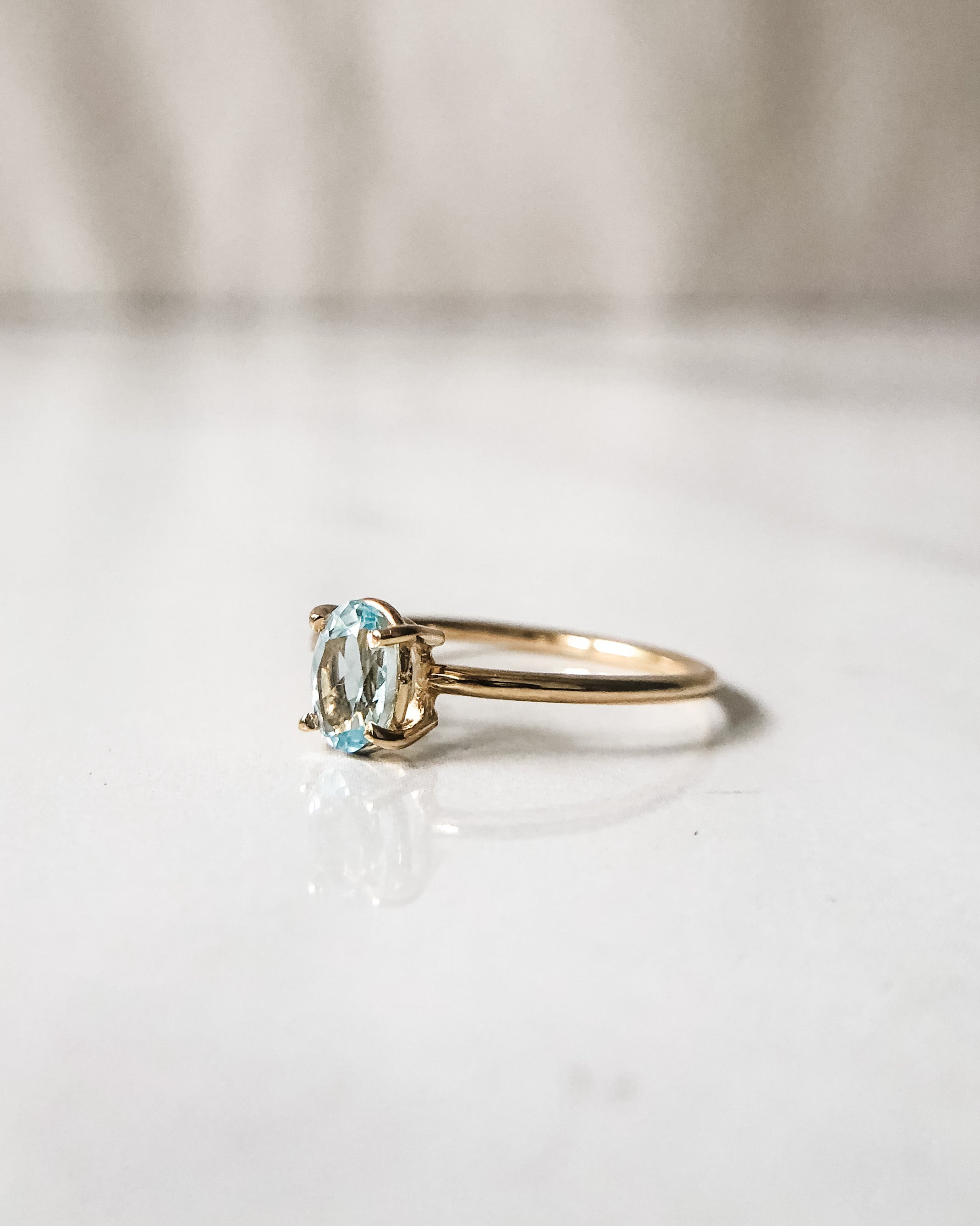 14K Gold Vermeil Aquamarine Ring