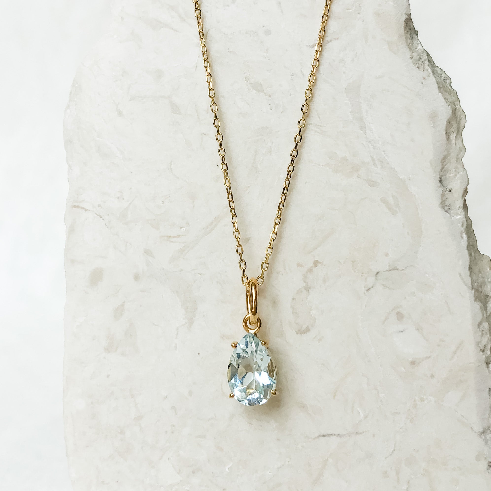 14K Gold Vermeil Aquamarine Necklace