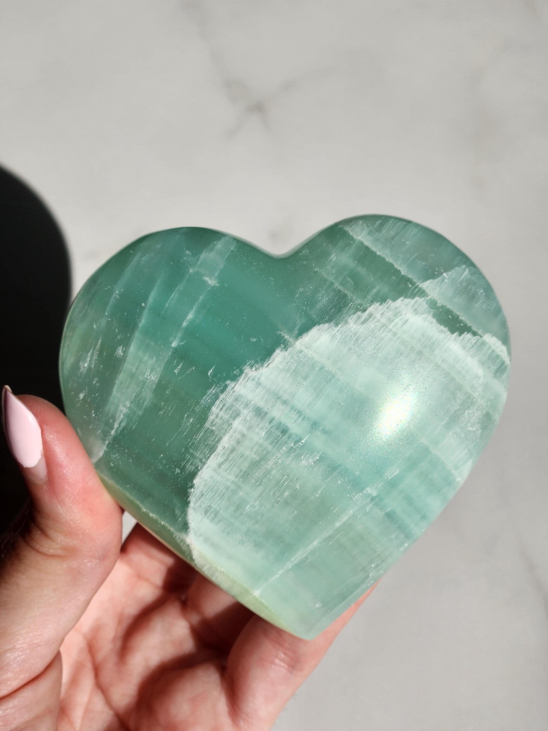 Large Pistachio Calcite Heart