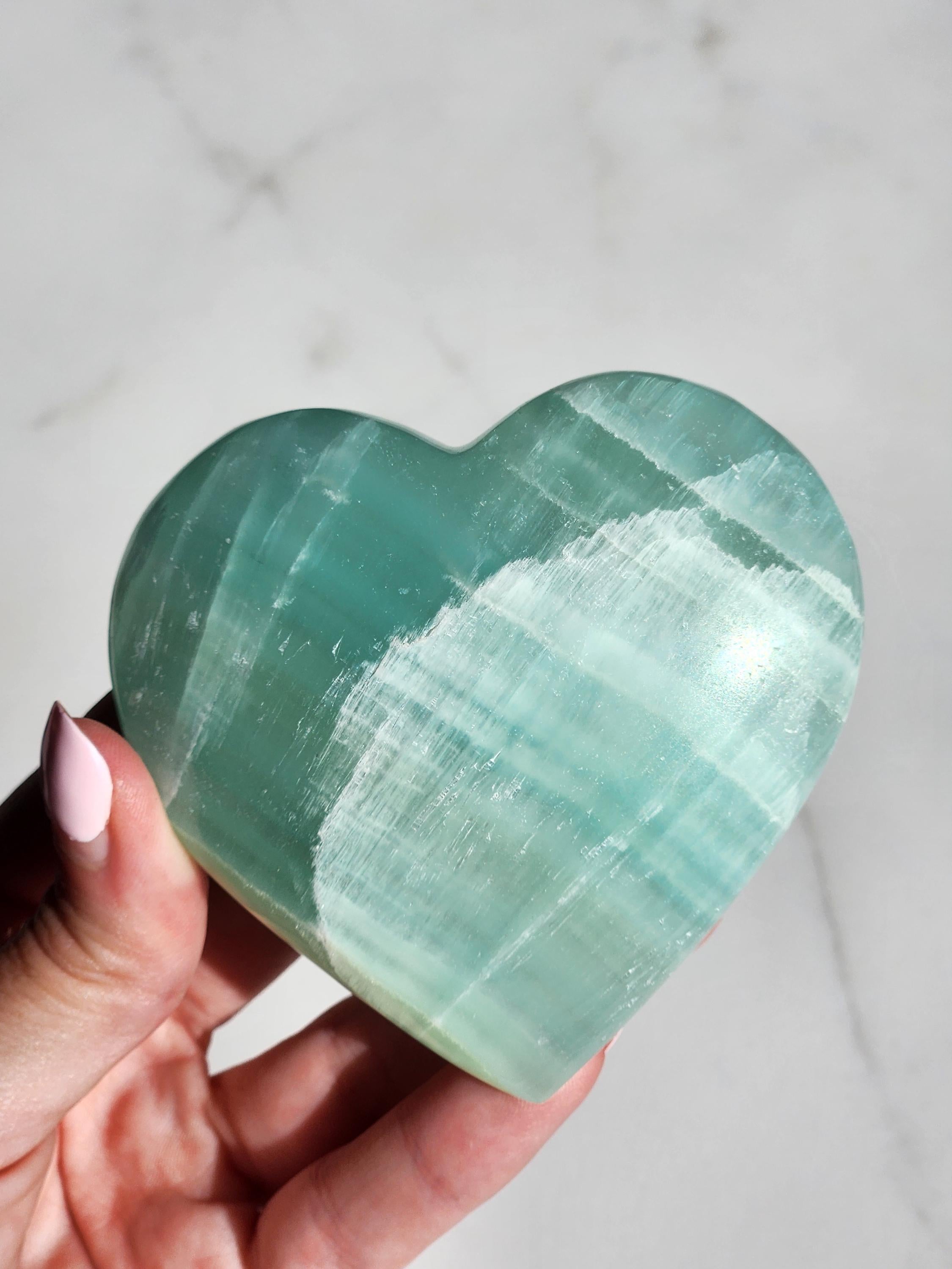 Large Pistachio Calcite Heart