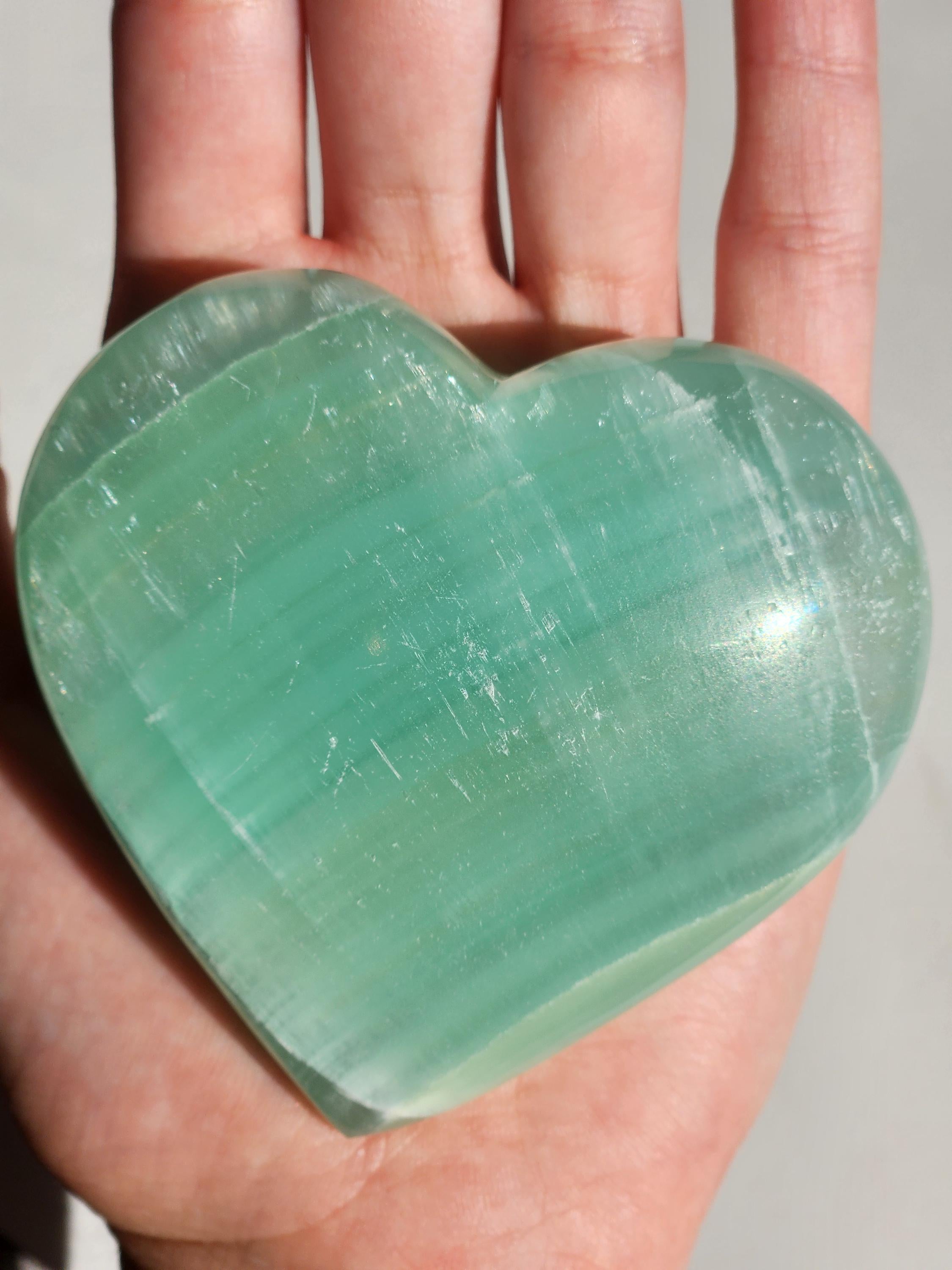 Large Pistachio Calcite Heart