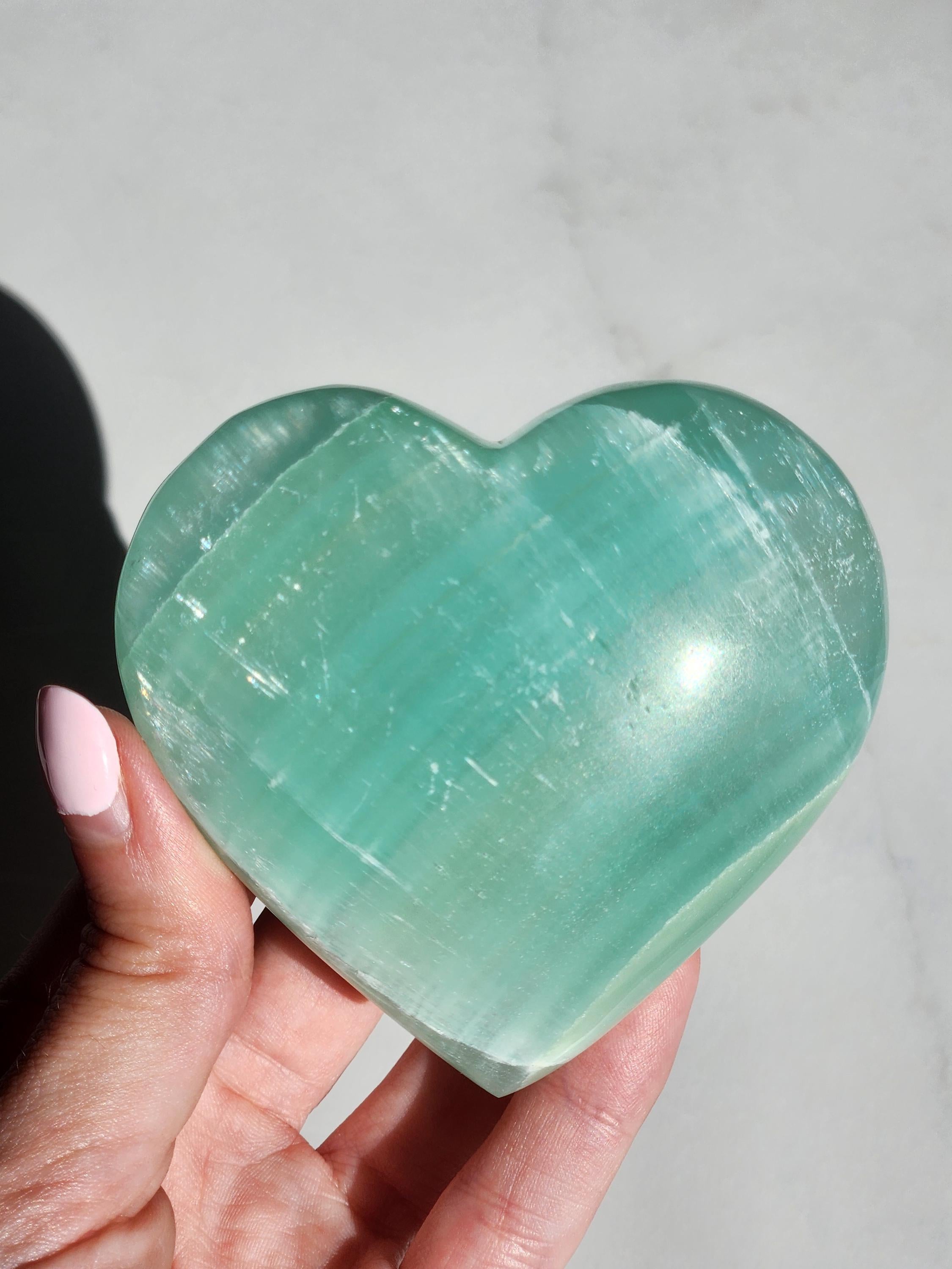 Large Pistachio Calcite Heart