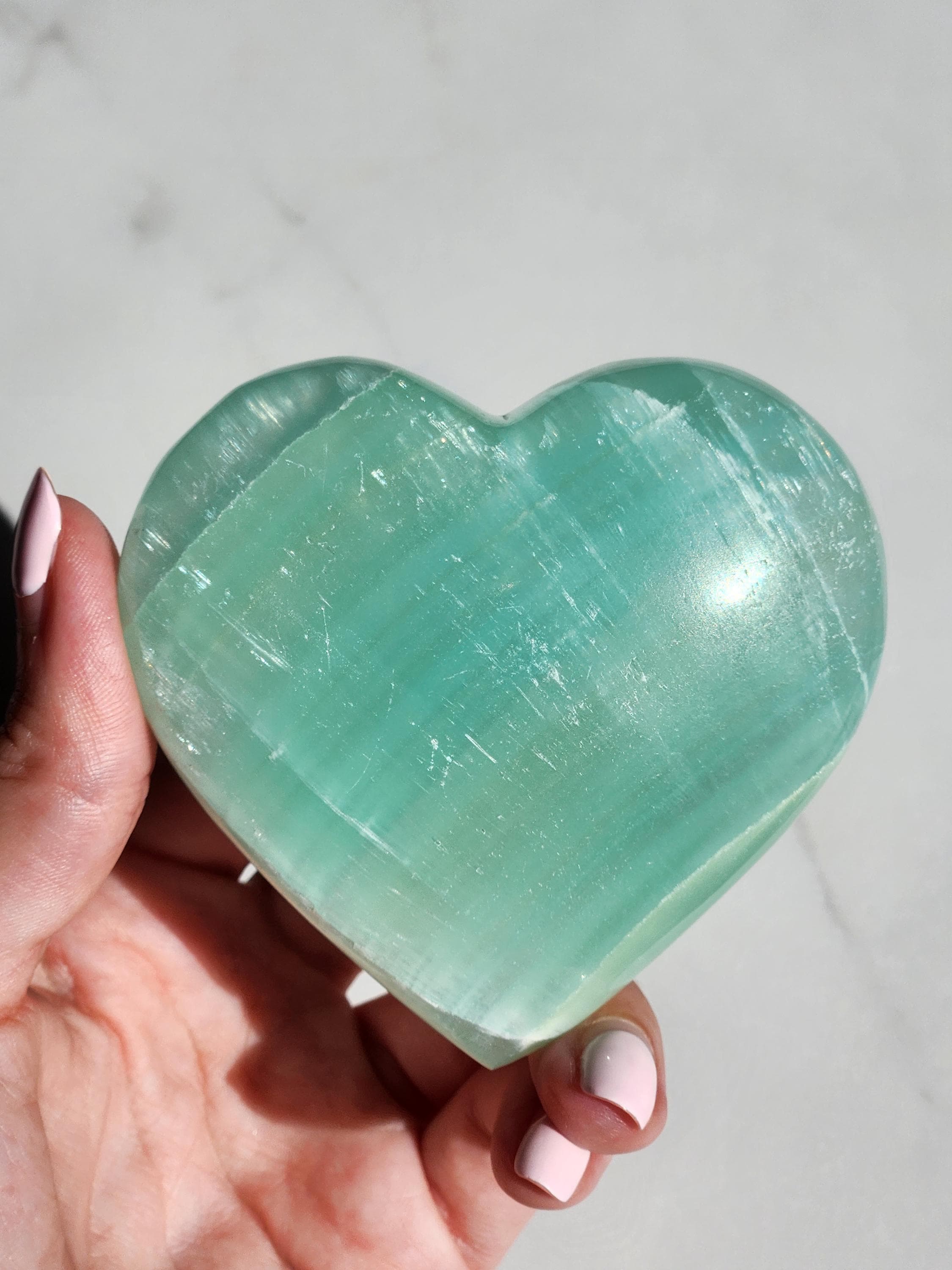 Large Pistachio Calcite Heart