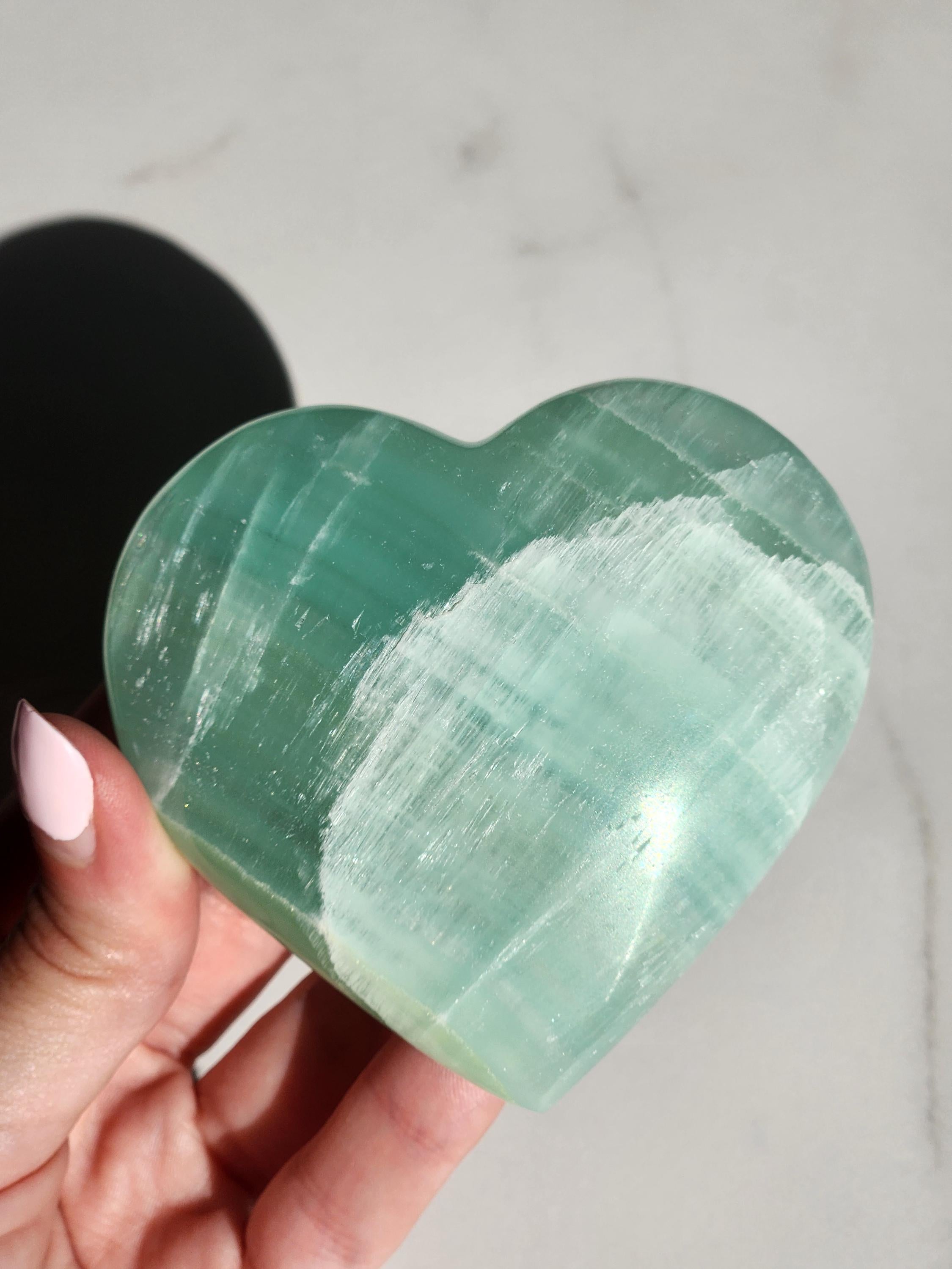 Large Pistachio Calcite Heart