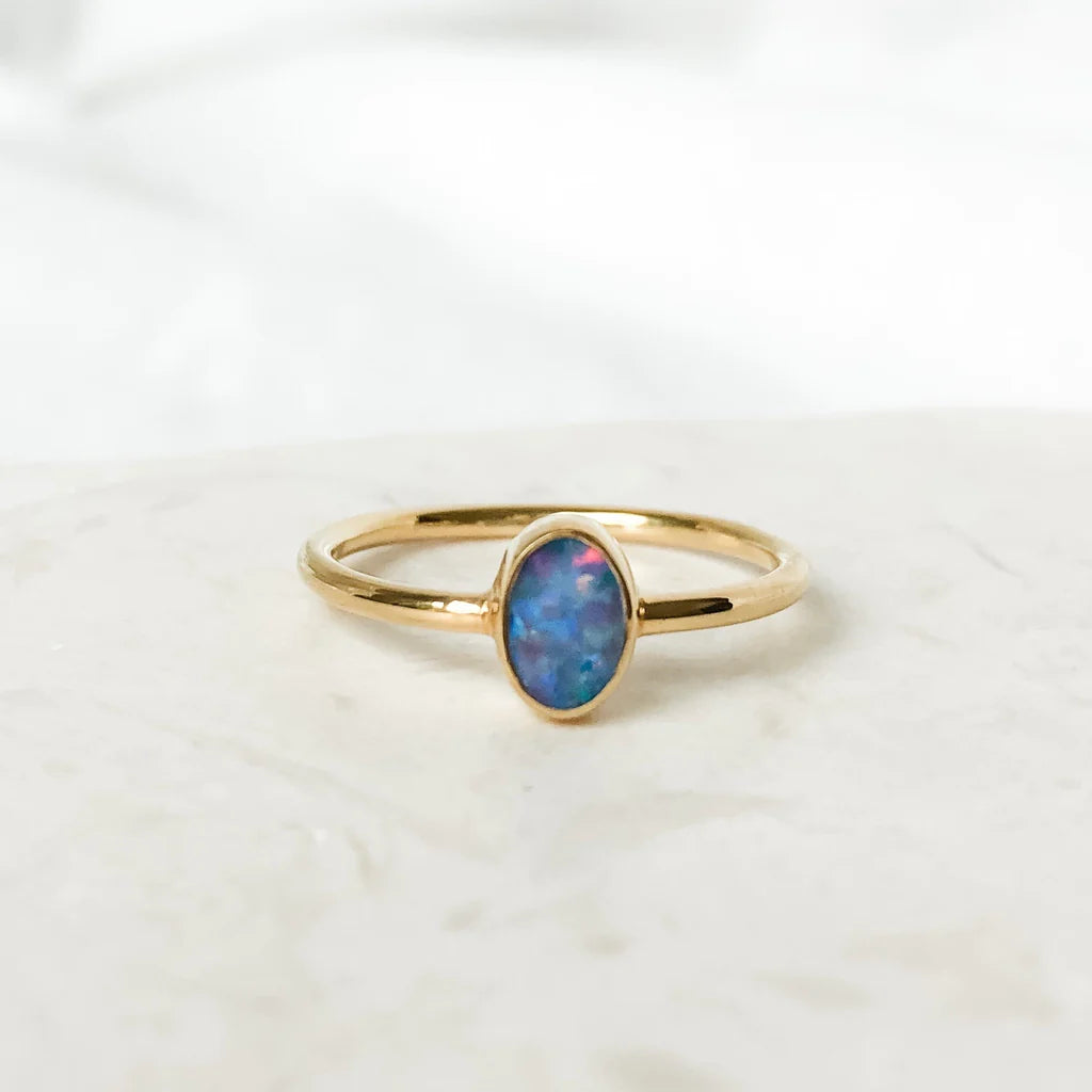 14K Gold Vermeil Opal Ring